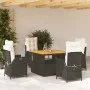 5-teiliges Gartenmöbel-Set mit schwarzen synthetischen Rattankissen von vidaXL, Gartensets - Ref: Foro24-3277438, Preis: 674,...