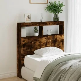 Headboard with LED light smoked oak 100x17x102 cm by vidaXL, Headboards and footboards - Ref: Foro24-839186, Price: 66,74 €, ...