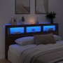 Cabecero de cama con luz LED marrón roble 200x17x102 cm