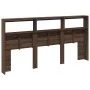Cabecero de cama con luz LED marrón roble 200x17x102 cm de vidaXL, Cabeceros y pies de cama - Ref: Foro24-839223, Precio: 114...