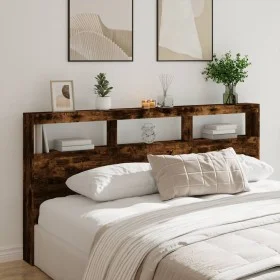 Headboard with LED light smoked oak 200x17x102 cm by vidaXL, Headboards and footboards - Ref: Foro24-839221, Price: 111,53 €,...