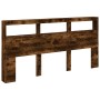Headboard with LED light smoked oak 200x17x102 cm by vidaXL, Headboards and footboards - Ref: Foro24-839221, Price: 113,32 €,...