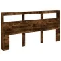 Headboard with LED light smoked oak 200x17x102 cm by vidaXL, Headboards and footboards - Ref: Foro24-839221, Price: 111,53 €,...