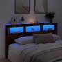 Cabecero de cama con luz LED roble ahumado 200x17x102 cm