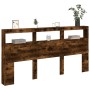 Headboard with LED light smoked oak 200x17x102 cm by vidaXL, Headboards and footboards - Ref: Foro24-839221, Price: 113,32 €,...