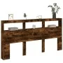 Headboard with LED light smoked oak 200x17x102 cm by vidaXL, Headboards and footboards - Ref: Foro24-839221, Price: 111,53 €,...