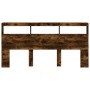 Headboard with LED light smoked oak 200x17x102 cm by vidaXL, Headboards and footboards - Ref: Foro24-839221, Price: 113,32 €,...