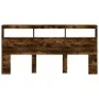 Headboard with LED light smoked oak 200x17x102 cm by vidaXL, Headboards and footboards - Ref: Foro24-839221, Price: 111,53 €,...