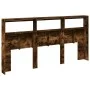 Headboard with LED light smoked oak 200x17x102 cm by vidaXL, Headboards and footboards - Ref: Foro24-839221, Price: 111,53 €,...