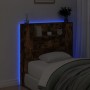 Cabecero de cama con luz LED roble ahumado 100x16,5x103,5 cm