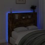 Cabecero de cama con luz LED roble ahumado 120x16,5x103,5 cm de vidaXL, Cabeceros y pies de cama - Ref: Foro24-839242, Precio...