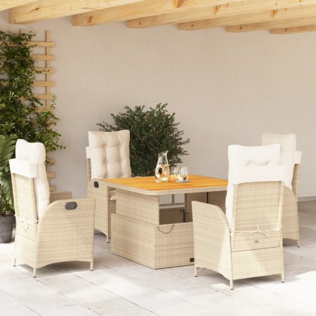 5-teiliges Garten-Essset mit beigen Kissen aus synthetischem Rattan von vidaXL, Gartensets - Ref: Foro24-3277473, Preis: 630,...