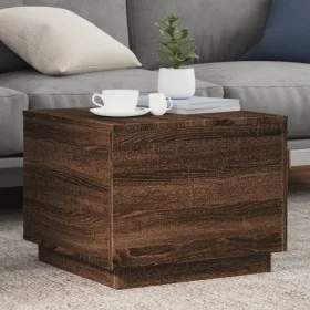 Mesa de centro con luces LED marrón roble 50x50x40 cm de vidaXL, Mesas de centro - Ref: Foro24-839874, Precio: 57,31 €, Descu...
