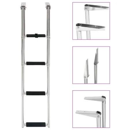 Folding boarding ladder 4 steps stainless steel by vidaXL, Boat scales - Ref: Foro24-92375, Price: 94,55 €, Discount: %
