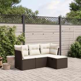 4-piece garden sofa set and brown synthetic rattan cushions by vidaXL, Garden sets - Ref: Foro24-3263119, Price: 246,88 €, Di...