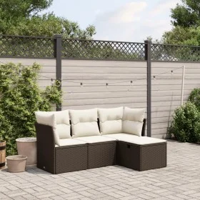 4-piece garden sofa set and brown synthetic rattan cushions by vidaXL, Garden sets - Ref: Foro24-3263119, Price: 259,27 €, Di...