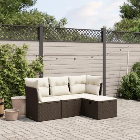 4-piece garden sofa set and brown synthetic rattan cushions by vidaXL, Garden sets - Ref: Foro24-3263119, Price: 259,27 €, Di...