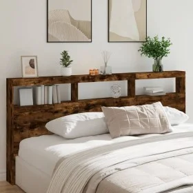 Headboard with LED light smoked oak 220x17x102 cm by vidaXL, Headboards and footboards - Ref: Foro24-839228, Price: 111,17 €,...
