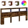 Kopfteil mit LED-Licht, geräucherte Eiche, 220 x 17 x 102 cm von vidaXL, Kopf- und Fußteile - Ref: Foro24-839228, Preis: 111,...