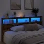 Headboard with LED light smoked oak 220x17x102 cm by vidaXL, Headboards and footboards - Ref: Foro24-839228, Price: 111,15 €,...