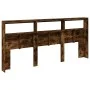 Headboard with LED light smoked oak 220x17x102 cm by vidaXL, Headboards and footboards - Ref: Foro24-839228, Price: 111,15 €,...