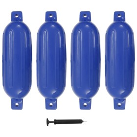 Parachoques de barco 4 piezas PVC azul 58,5x16,5 cm