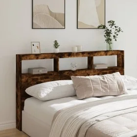 Headboard with LED light smoked oak 180x17x102 cm by vidaXL, Headboards and footboards - Ref: Foro24-839214, Price: 104,86 €,...