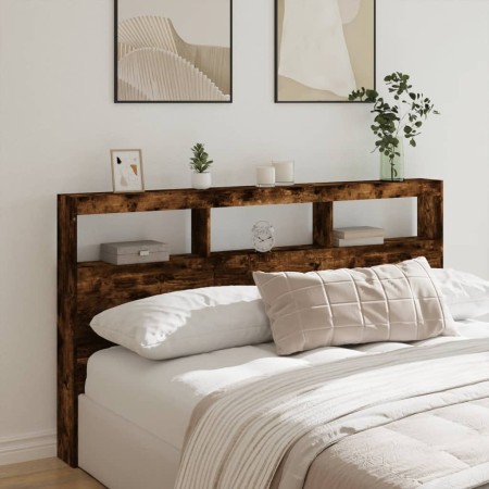 Headboard with LED light smoked oak 180x17x102 cm by vidaXL, Headboards and footboards - Ref: Foro24-839214, Price: 106,35 €,...