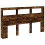 Headboard with LED light smoked oak 180x17x102 cm by vidaXL, Headboards and footboards - Ref: Foro24-839214, Price: 106,35 €,...