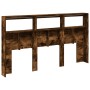 Headboard with LED light smoked oak 180x17x102 cm by vidaXL, Headboards and footboards - Ref: Foro24-839214, Price: 106,35 €,...