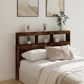 Headboard with LED light smoked oak 140x17x102 cm by vidaXL, Headboards and footboards - Ref: Foro24-839200, Price: 84,10 €, ...