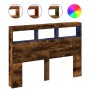 Kopfteil mit LED-Licht, geräucherte Eiche, 140 x 17 x 102 cm von vidaXL, Kopf- und Fußteile - Ref: Foro24-839200, Preis: 85,4...