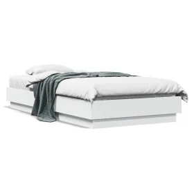 White engineered wood bed frame 75x190 cm by vidaXL, Beds and slatted bases - Ref: Foro24-839637, Price: 72,09 €, Discount: %