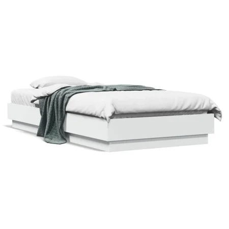 White engineered wood bed frame 75x190 cm by vidaXL, Beds and slatted bases - Ref: Foro24-839637, Price: 72,09 €, Discount: %