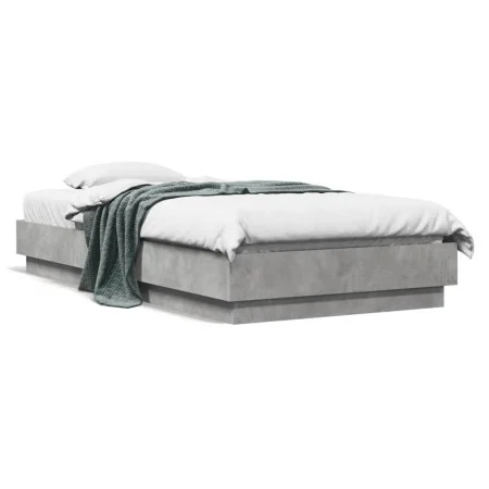 Concrete gray engineered wood bed frame 75x190 cm by vidaXL, Beds and slatted bases - Ref: Foro24-839640, Price: 83,26 €, Dis...