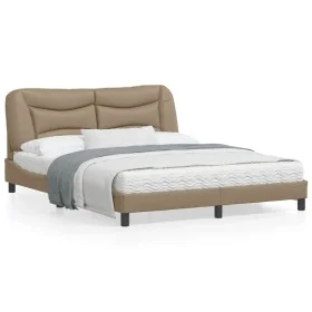 Cappuccino synthetic leather headboard bed frame 160x200cm by vidaXL, Beds and slatted bases - Ref: Foro24-3208013, Price: 23...