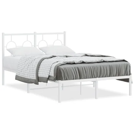 Estructura de cama de metal con cabecero blanca 120x200 cm de vidaXL, Camas y somieres - Ref: Foro24-376273, Precio: 95,65 €,...