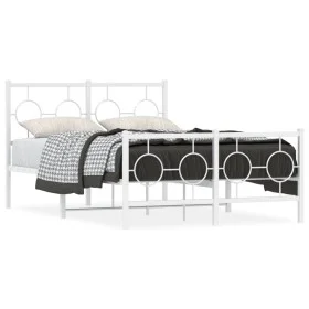 Metal bed frame with headboard and white footboard 120x190 cm by vidaXL, Beds and slatted bases - Ref: Foro24-376290, Price: ...