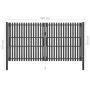 Puerta de valla del jardín de acero gris antracita 4x2,5 cm de vidaXL, Puertas de jardín - Ref: Foro24-146338, Precio: 873,14...