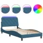 Estructura de cama con luces LED terciopelo azul 100x200 cm de vidaXL, Camas y somieres - Ref: Foro24-3213841, Precio: 154,29...