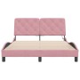 Pink velvet bed frame with LED lights 120x200 cm by vidaXL, Beds and slatted bases - Ref: Foro24-3213848, Price: 219,42 €, Di...