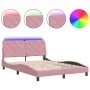 Estructura de cama con luces LED terciopelo rosa 140x200 cm de vidaXL, Camas y somieres - Ref: Foro24-3213860, Precio: 239,80...