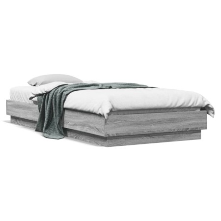 Sonoma gray engineered wood bed frame 100x200 cm by vidaXL, Beds and slatted bases - Ref: Foro24-839600, Price: 88,75 €, Disc...