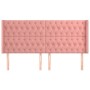 Cabecero con orejas de terciopelo rosa 183x16x118/128 cm