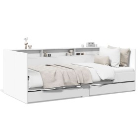 Tumbona con cajones madera de ingeniería blanco 90x200 cm de vidaXL, Camas y somieres - Ref: Foro24-3280846, Precio: 184,88 €...