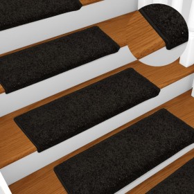 Alfombras de peldaños de escalera 15 uds negro 65x21x4 cm