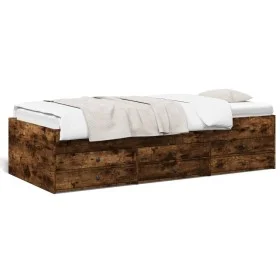 Lounger with drawers engineered smoked oak wood 90x200 cm by vidaXL, Beds and slatted bases - Ref: Foro24-3280878, Price: 176...