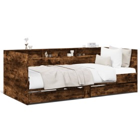 Lounger with drawers engineered smoked oak wood 90x200 cm by vidaXL, Beds and slatted bases - Ref: Foro24-3280850, Price: 202...