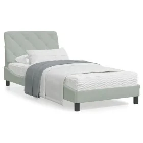 Light gray velvet bed frame with headboard 90x200 cm by vidaXL, Beds and slatted bases - Ref: Foro24-3207899, Price: 143,39 €...