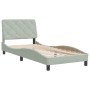 Light gray velvet bed frame with headboard 90x200 cm by vidaXL, Beds and slatted bases - Ref: Foro24-3207899, Price: 138,91 €...